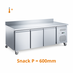 Table réfrigérée positive adossée 3 portes snack 600