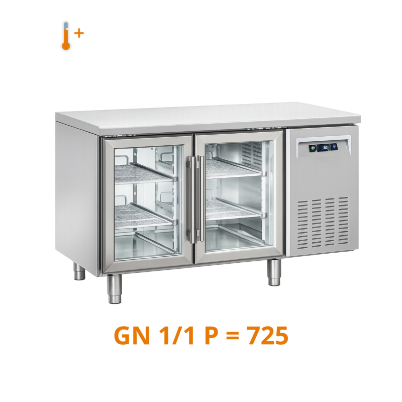 Table réfrigérée vitrée centrale 2 portes GN1/1