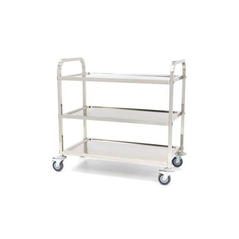 Chariot de service inox professionnel 3 plateaux