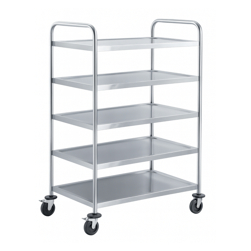 Chariot service inox - 920 x 600mm - avec 5 étagères