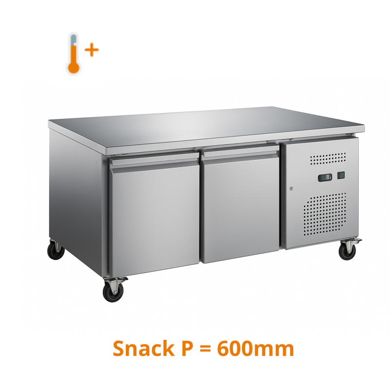 Desserte réfrigérée positive centrale 2 portes snack 600