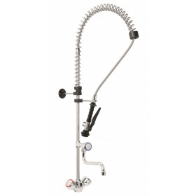 Douchette monotrou sur plonge mitigeur avec col de cygne et poignées