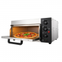 Four à pizza ouvert avec une pizza en cours de cuisson.