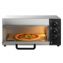 Four à pizza avec porte ouverte et pizza placée à l’intérieur