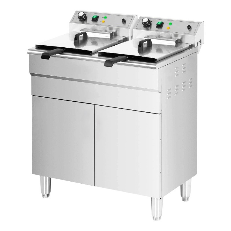 Friteuse Électrique 2x10L sur Pieds - Haut Rendement 2x9 kW