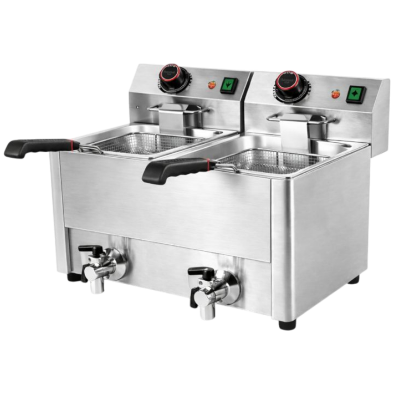 Friteuse électrique avec vanne de vidange - 2 x 8 Litres