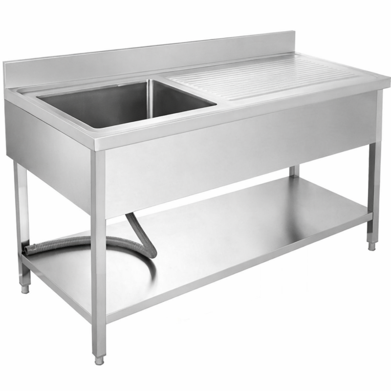 Plonge 1 bac avec égouttoir à droite – 1200 x 700 mm