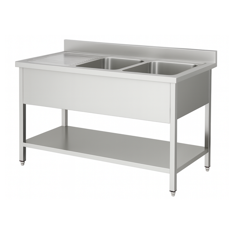 Plonge 2 Bacs avec Égouttoir à gauche – 1800 x 700 mm