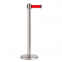 Poteau guide-file avec sangle rouge 2 m – Argent