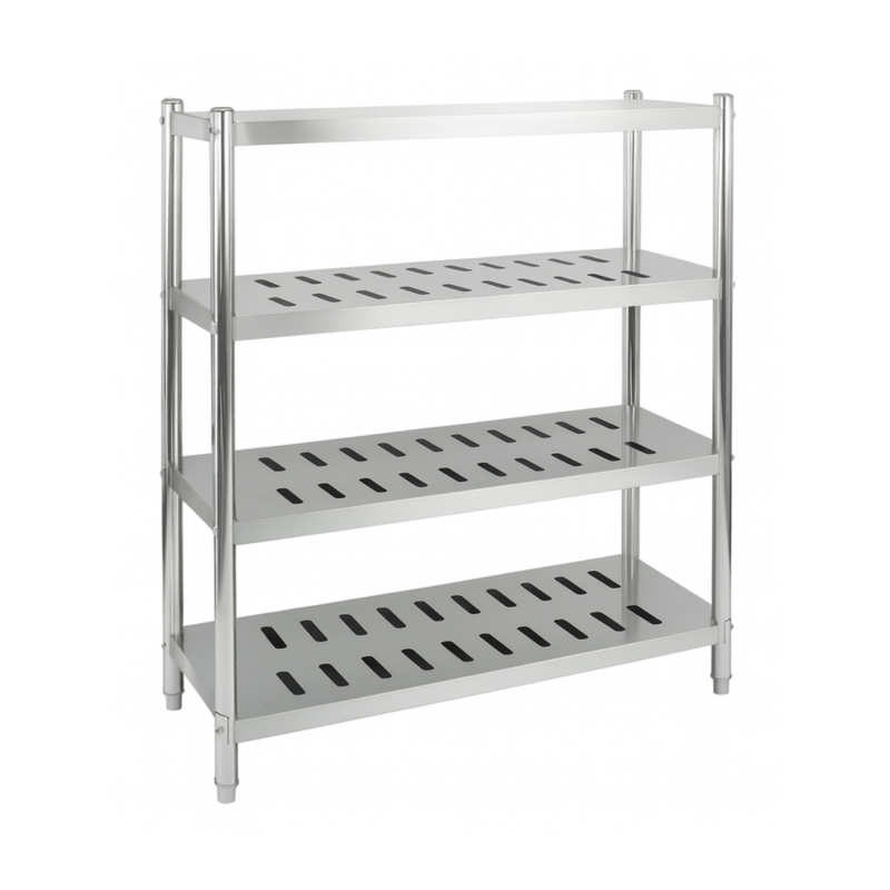 Rayonnage inox ajouré 4 niveaux 800 x 500 x 1700 mm