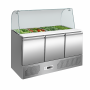 Saladette réfrigérée avec vitre bombée 3 portes GN 1/1