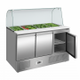 Saladette réfrigérée avec vitre bombée 3 portes GN 1/1