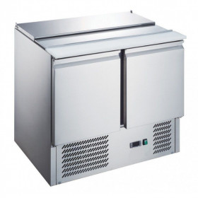 Saladette réfrigérée plan inox télescopiques 2 portes