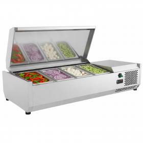 Saladette réfrigérée à ingrédients inox - 1200 mm - 3 GN 1/3 + 1 GN 1/2