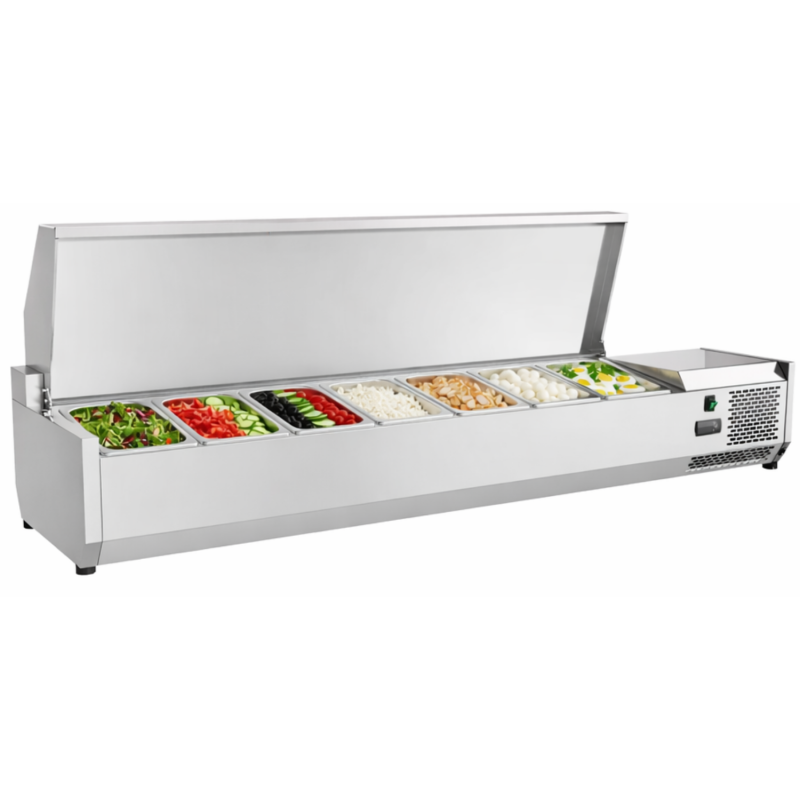 Saladette réfrigérée à ingrédients inox - 1600 mm - 7 GN 1/3