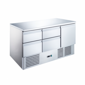 Table desserte réfrigérée 1 porte - 4 tiroirs - inox