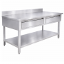 Table inox adossée 1200 x 600 mm avec 2 tiroirs