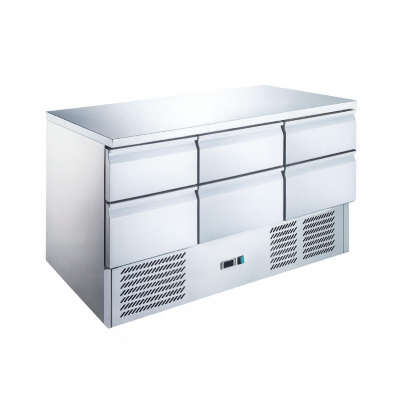 Table réfrigérée 6 tiroirs inox GN 1/1