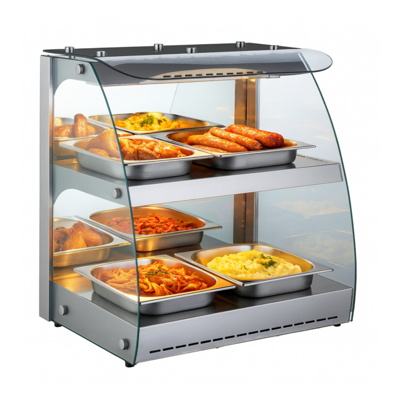 Vitrine chauffante éclairage interne - INOX - 560 W