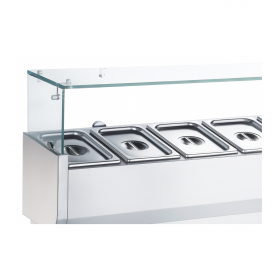Vitrine saladette réfrigérée à ingrédients 335 mm - 1500 mm - 7 GN1/4