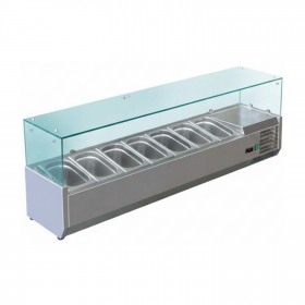 Vitrine saladette réfrigérée à ingrédients 335 mm - 1500 mm - 7 GN1/4
