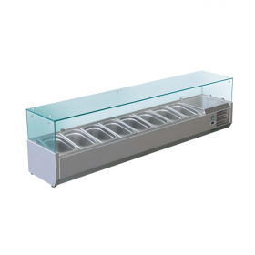 Vitrine saladette réfrigérée à ingrédients 335 mm - 1800 mm - 8 GN1/4