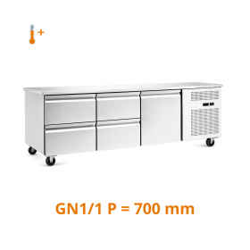 Desserte réfrigérée positive centrale 1 porte et 4 tiroirs GN1/1