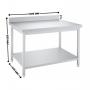 Table inox professionnelle Adossée- 1400 x 600 mm