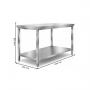 Table inox professionnel centrale - 1400 x 700 mm