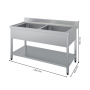 Plonge inox 2 bacs sans égouttoir - 1200 x 600 mm