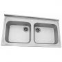 Plonge inox 2 bacs sans égouttoir - 1200 x 600 mm