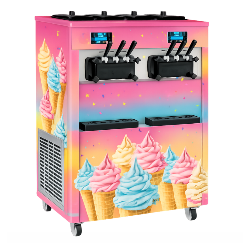 Machine à glace italienne professionnelle 6 manettes sur roues