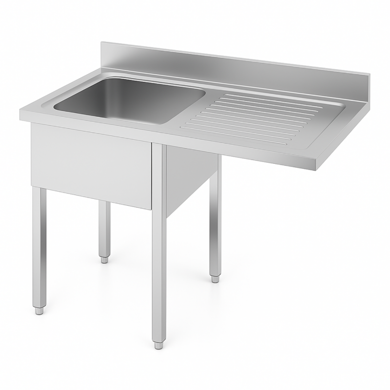 Plonge avec passage lave-vaisselle bac à gauche – 1200 x 700 mm