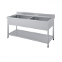 Plonge inox 2 bacs sans égouttoir - 1400 x 700 mm