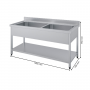 Plonge inox 2 bacs sans égouttoir - 1400 x 700 mm
