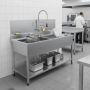 Plonge inox 2 bacs sans égouttoir - 1400 x 700 mm