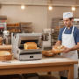 Trancheuse à pain utilisée dans une boulangerie professionnelle