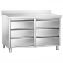Meuble inox 6 tiroirs avec dosseret 1000 x 700 x 970 mm
