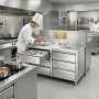 Meuble inox 6 tiroirs avec dosseret 1000 x 700 x 970 mm