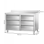 Meuble inox 6 tiroirs avec dosseret 1000 x 700 x 970 mm