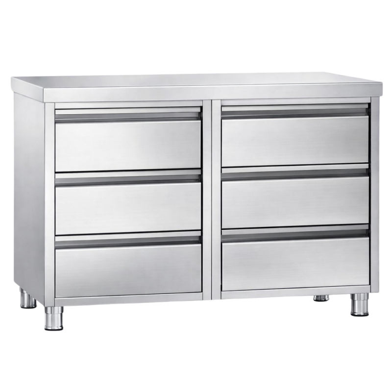 Meuble inox avec 6 tiroirs 1000 x 700 x 870 mm