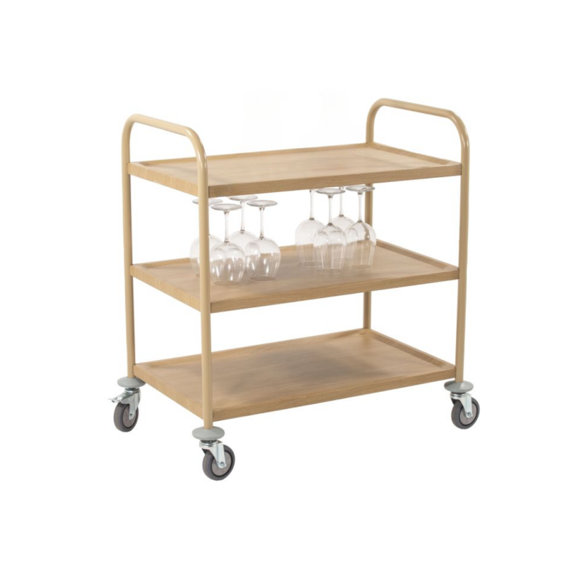 Chariot de service imitation Bois - 3 plateaux