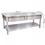 Table inox centrale 1400 x 600 mm avec 2 tiroirs