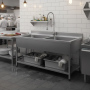 Plonge inox 2 bacs sans égouttoir - 1400 x 600 mm