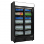 Armoire à boissons réfrigérée 720 Litres noire 2 portes coulissantes avec canopy