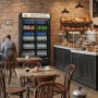 Armoire à boissons réfrigérée 720 Litres noire 2 portes coulissantes avec canopy