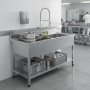 Plonge inox 2 bacs sans égouttoir - 1200 x 700 mm