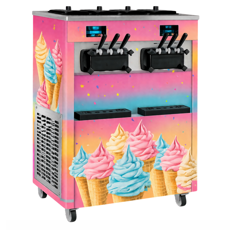 Machine à glace italienne professionnelle 6 manettes sur roues