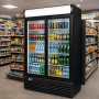 Armoire à boissons réfrigérée 1000 Litres noire et blanche 2 portes coulissantes avec canopy