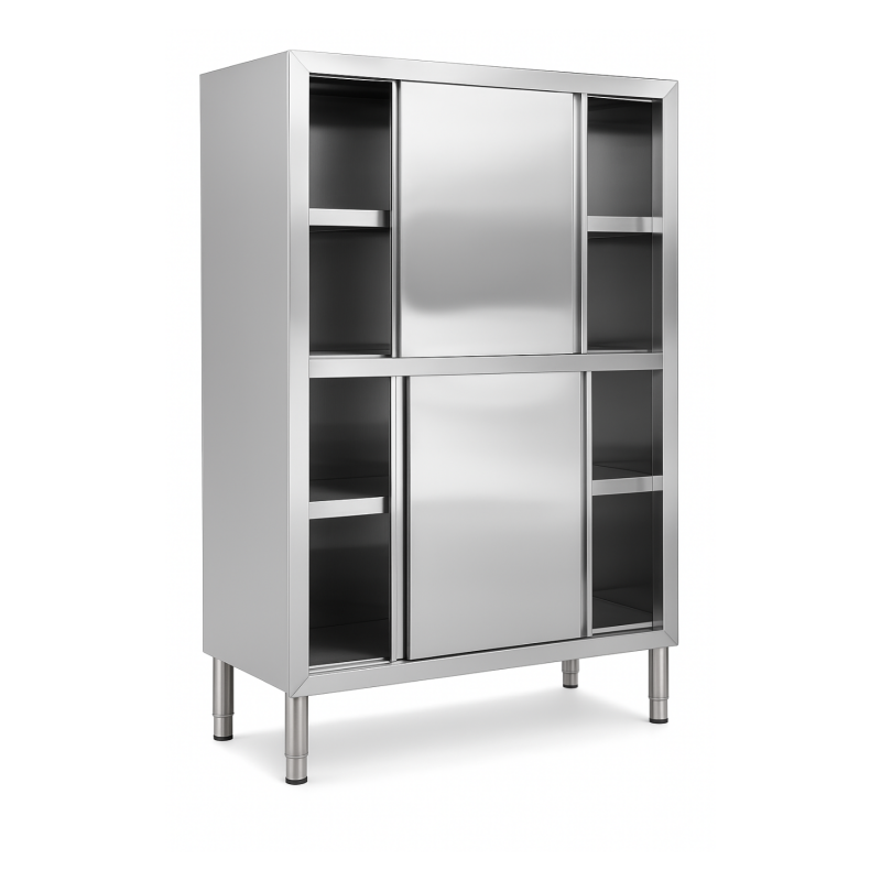 Armoire Inox professionnelle avec Portes Coulissantes - 1200 x 500 x 1800 mm